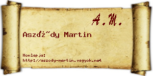 Aszódy Martin névjegykártya